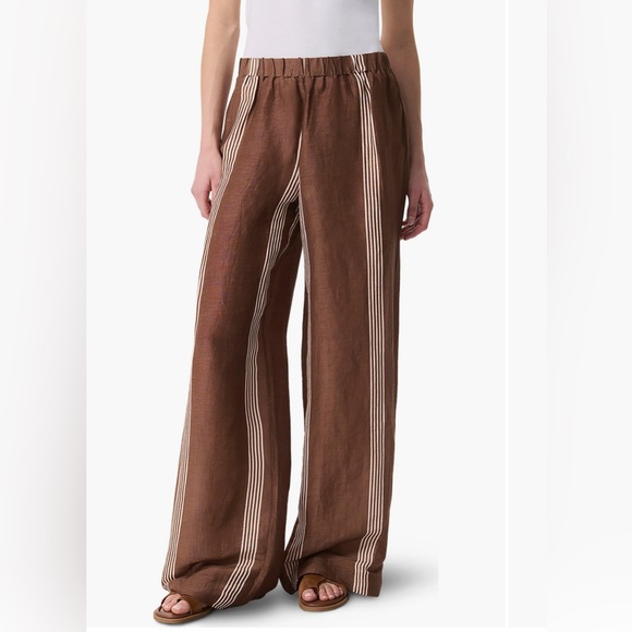 RAG & BONE Olivia Brown Stripe Stripe Linen & Silk Pants XL